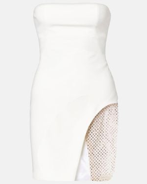 The Attico Embellished Strapless Cady Minidress - White