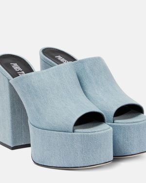 Paris Texas Sasha Denim Platform Mules - Blue