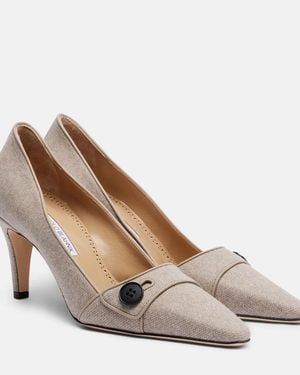 Manolo Blahnik Lulumae 70 Herringbone Pumps - White