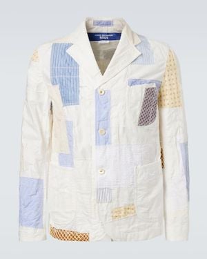 Junya Watanabe Patchwork Cotton And Linen-Blend Blazer - White