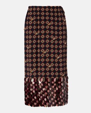 Dries Van Noten Printed Sequined Silk Midi Skirt - Brown