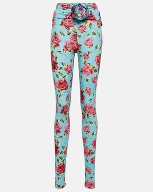 Magda Butrym Floral-Applique Printed Leggings - Blue