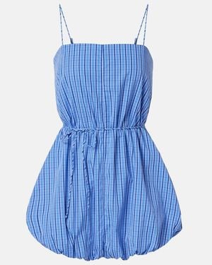 Faithfull the Brand Riatto Checked Cotton Romper - Blue