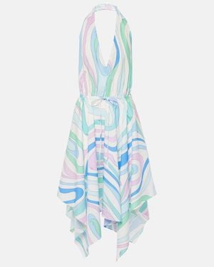 PUCCI Marmo Halterneck Cotton Minidress - Blue
