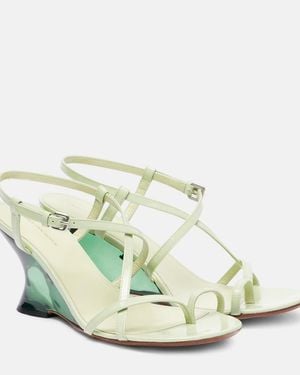 Dries Van Noten Bulle 105 Patent Leather Mules - White