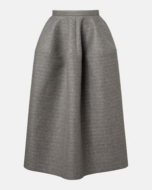 Erdem Falda Midi De Franela De Lana Y Mohair - Gris