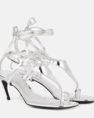 The Attico Nova 65 Metallic Leather Thong Sandals - White
