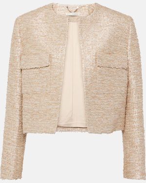 Emilia Wickstead Pheblia Cropped Tweed Jacket - Natural