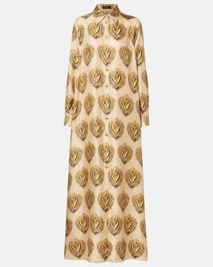 Dolce & Gabbana Printed Silk Shirt Dress - Metallic