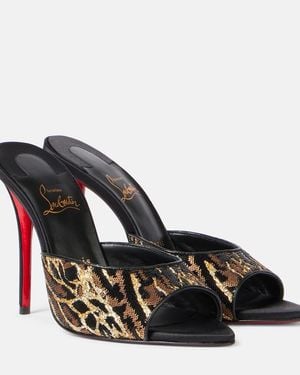 Christian Louboutin Miss Z 100 Sequined Satin Mules - Black