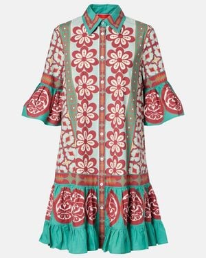 La DoubleJ Choux Printed Cotton Poplin Shirt Dress - Red