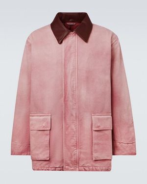 AURALEE Leather-Trimmed Cotton Blouson Jacket - Pink
