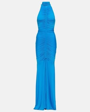 Alex Perry Lorne Halterneck Ruched Gown - Blue