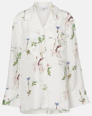 Erdem Floral Printed Silk Shirt - White