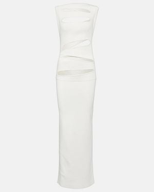 Christopher Esber Cutout Ribbed-Knit Panelled Maxi Dress - White