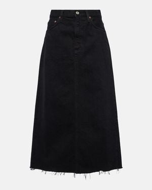 Agolde Frayed Midi Skirt - Black
