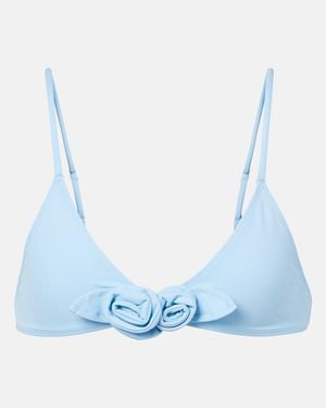Coperni Floral-Applique Bikini Top - Blue