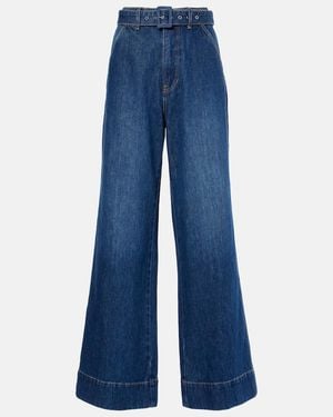 Veronica Beard Taylor High-Rise Wide-Leg Jeans - Blue