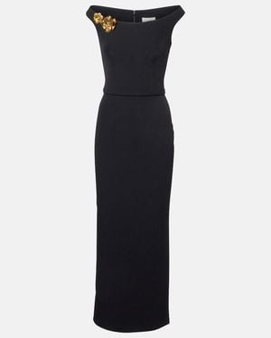 Safiyaa Belted Embellished Crepe Maxi Dress - Blue