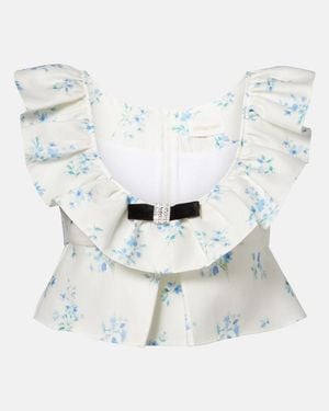 ShuShu/Tong Floral Ruffled Cotton And Silk Top - White