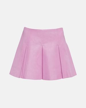 Stouls Surya Pleated Leather Miniskirt - Pink