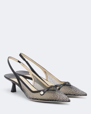 Jimmy Choo Amita Embellished Mesh Slingback Pumps - Metallic