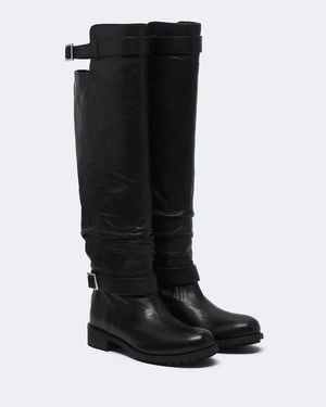 Jimmy Choo Botas Altas Biker De Piel - Negro