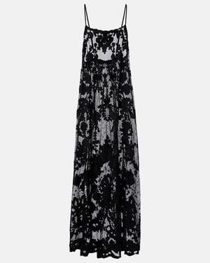 Juliet Dunn Embroidered Sheer Cotton Maxi Dress - Black