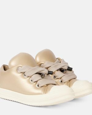Rick Owens Jumbolace Metallic Leather Trainers - Natural