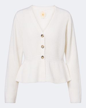 Jardin Des Orangers Cardigan Peplum En Mezcla De Lana Y Cachemir - Blanco