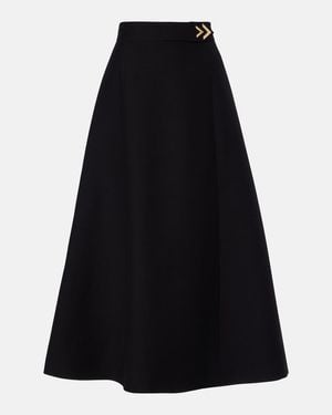Valentino Vgold Crepe Couture Midi Skirt - Black