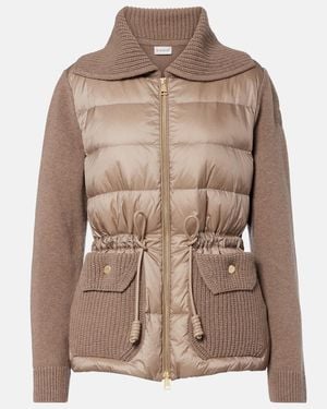 Moncler Daunenjacke Mit Strick - Braun