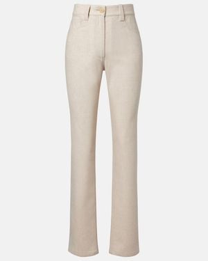 KHAITE Callum Wool And Cashmere Straight Pants - Natural