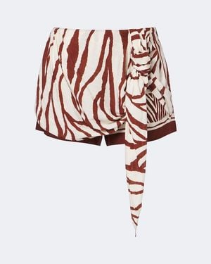 JACQUES WEI Leather-Trimmed Printed Shorts - White