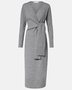 Veronica Beard Salomez Wool And Cashmere Wrap Midi Dress - Grey