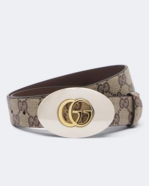Gucci Cinturon Double G De Lona Con Gg - Neutro