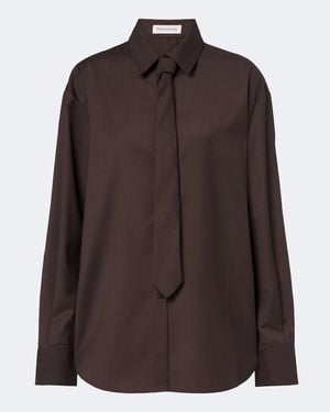 Frankie Shop Peri Tie-Neck Shirt - Brown
