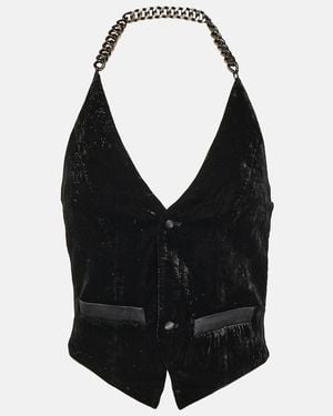 DIDU Chain-Detail Velvet Vest - Black