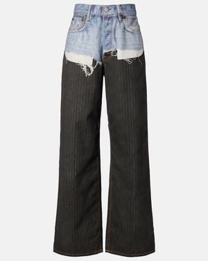 Acne Studios 1981 Chalk Stripe Wide-Leg Jeans - Black