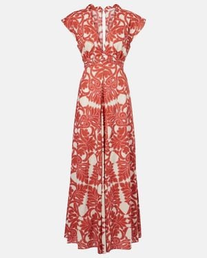 Poupette Noreen Printed Cotton Maxi Dress - Red