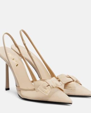 Prada Bow-Detail Mesh Slingback Pumps - Natural