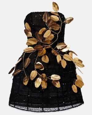 Oscar de la Renta Embellished Tulle Mini Dress - Black