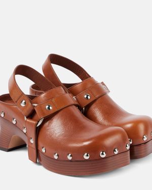 Loewe Tacha Leather Clogs - Brown