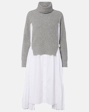 Sacai Layered Turtleneck Midi Dress - Grey