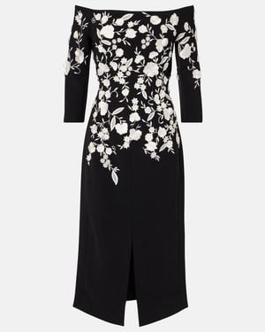 Carolina Herrera Embroidered Off-Shoulder Midi Dress - Black