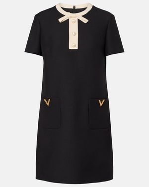 Valentino Crepe Couture Vgold Minidress - Black