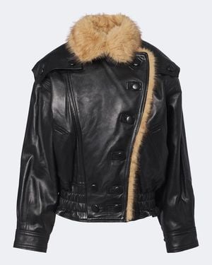 Isabel Marant Valina Double-Breasted Leather Jacket - Black