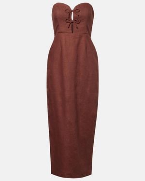 Posse Sabine Linen Midi Dress - Red