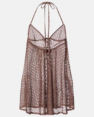 Missoni Open-Knit Halterneck Lame Beach Cover-Up - Brown