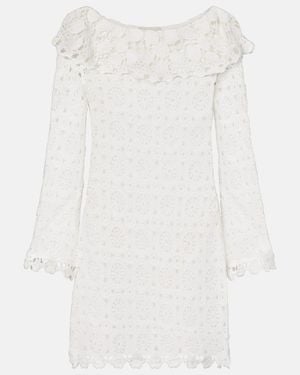 RIXO London Envalira Cotton Crochet Minidress - White